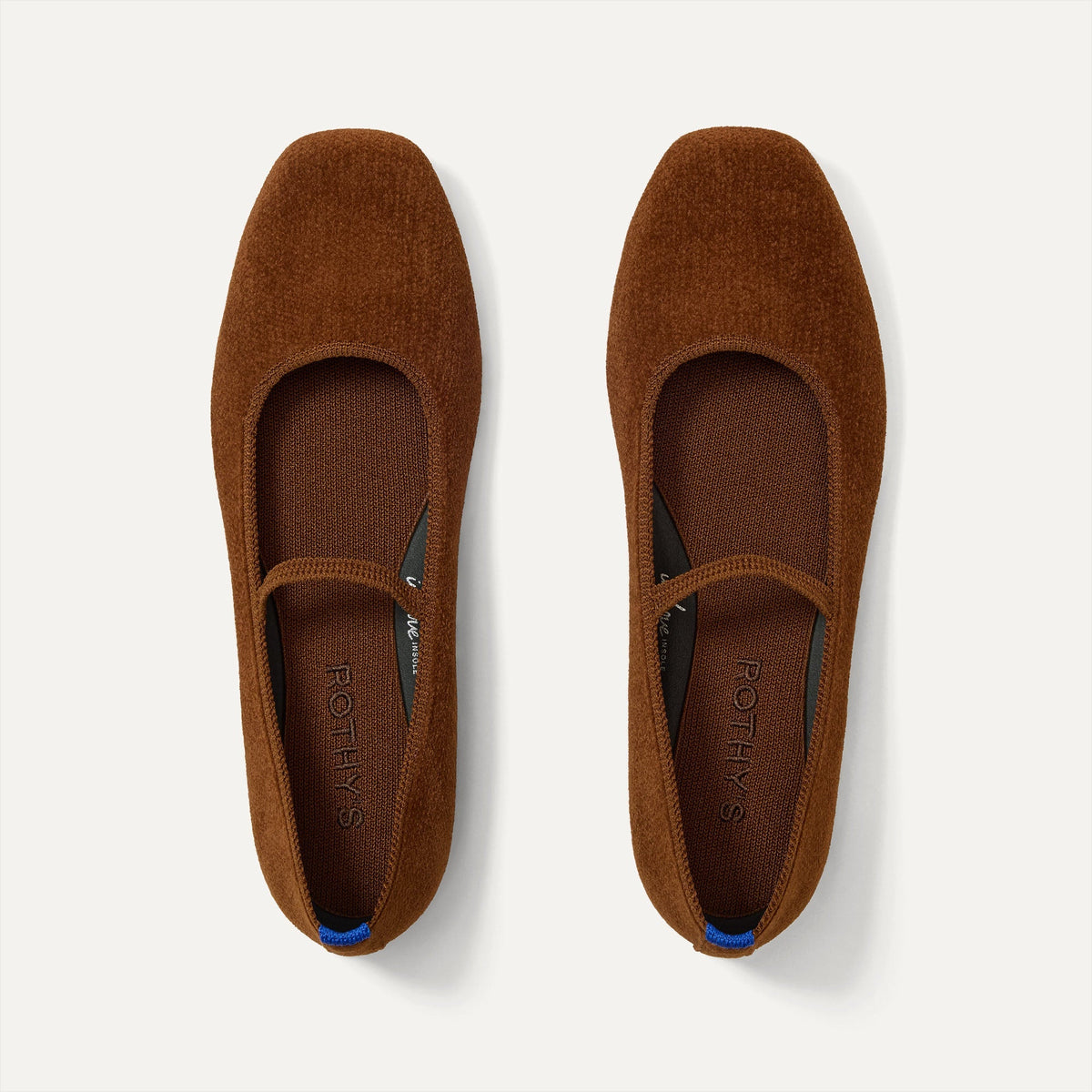 The Max Square Mary Jane in ReVelvet Russet shown from the top.