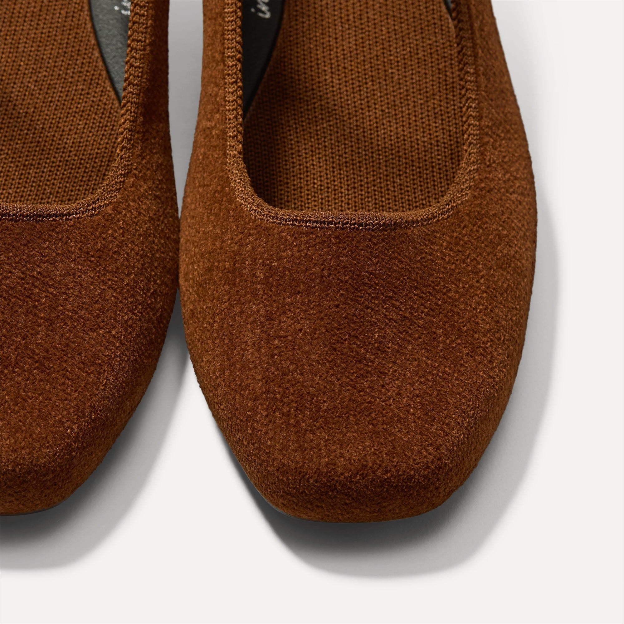 Top view of the square toe and rounded vamp of The Max Square Mary Jane in ReVelvet Russet.