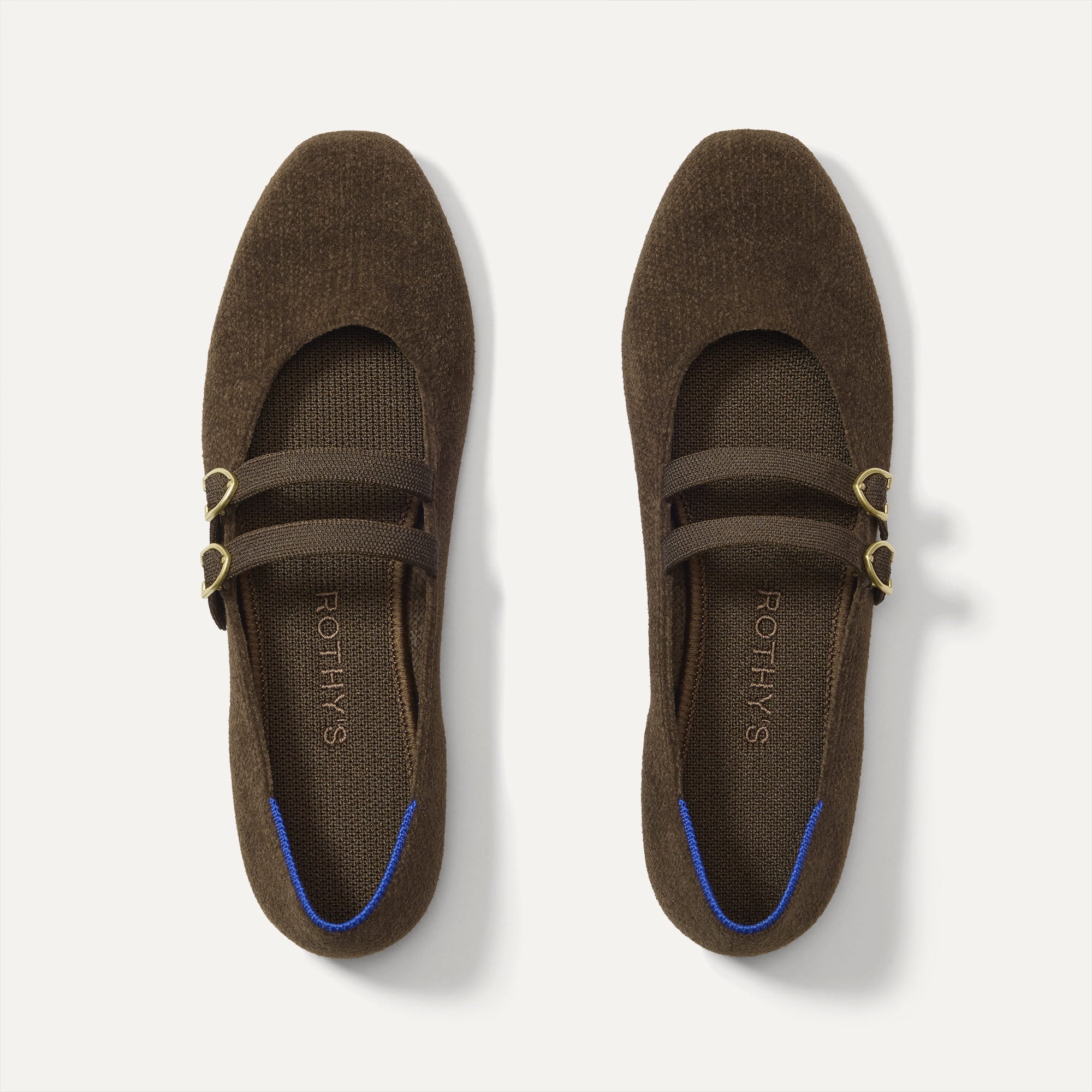 The Double Buckle Mary Jane in ReVelvet Bistro shown from the top.