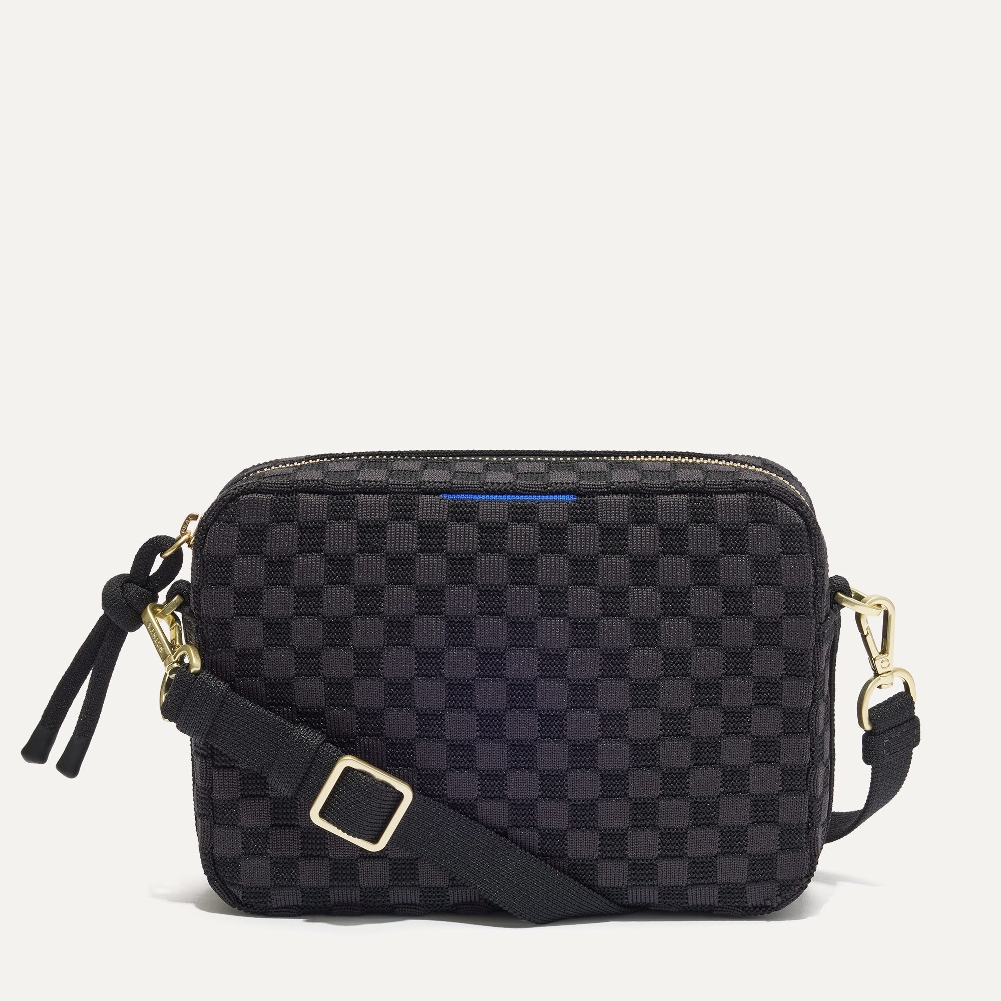 PDP |The Crossbody Camera Bag in  Black Sand, shown from the front. 