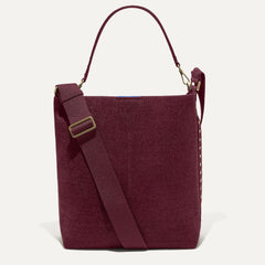 PDP | The Bucket Bag in ReVelvet™ Syrah shown from the front.