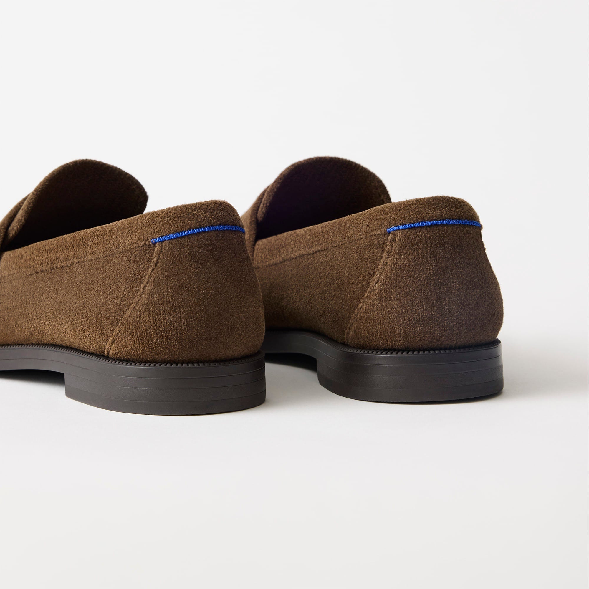 Close up of the heel of The Penny Loafer in ReVelvet Bistro. 