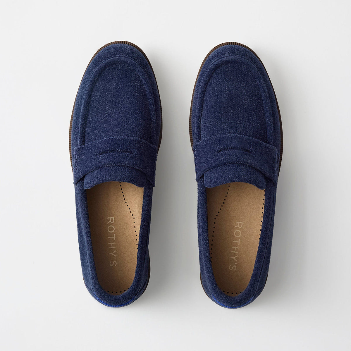 pdp | The Penny Loafer in ReVelvet Navy shown from the top.