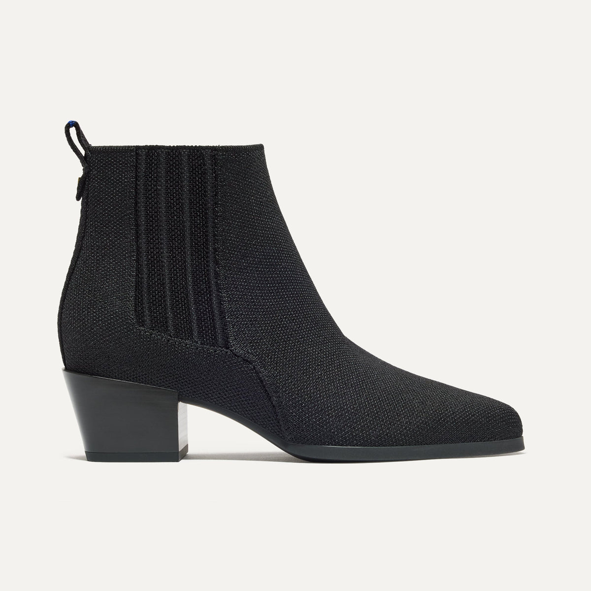 The Western Bootie in Black shown from the side. 