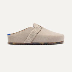 side | The Braid Clog in Dove shown from the side.