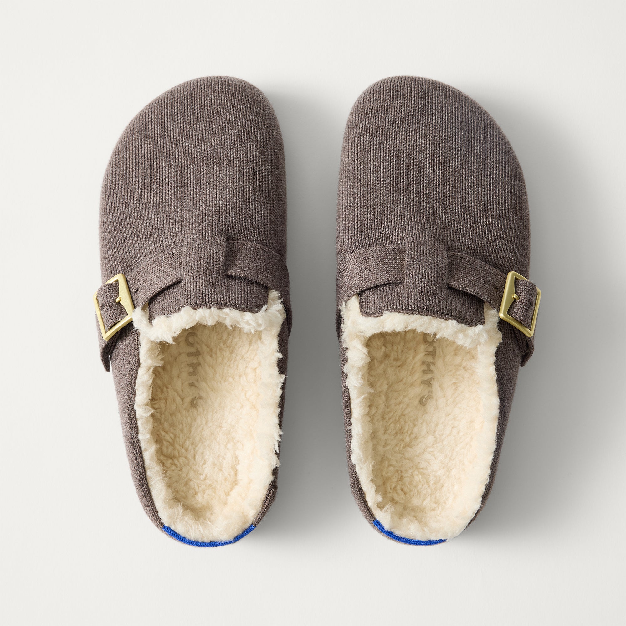 PDP |The Teddy Buckle Clog in Porcini shown from the top. 