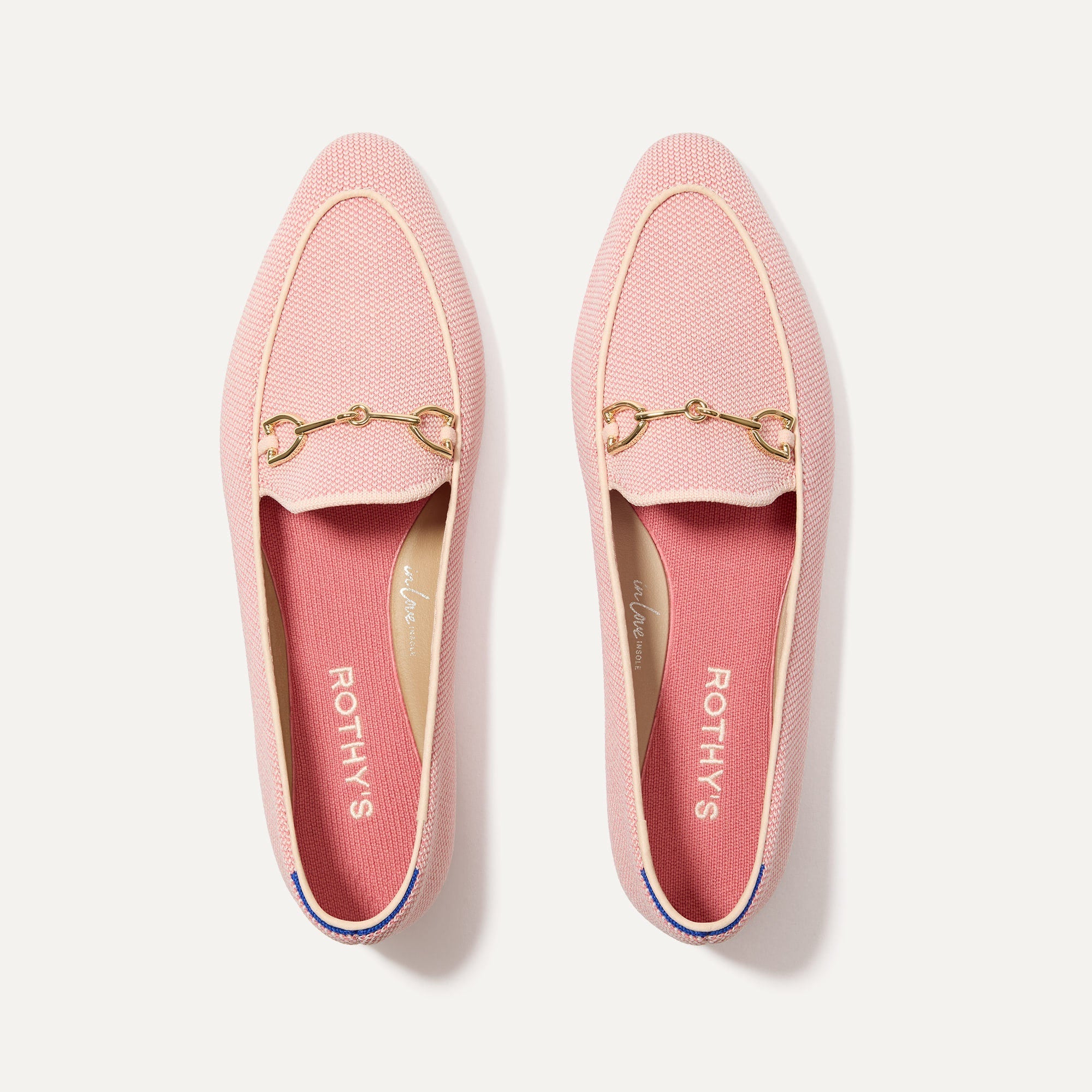 The Double Bit Loafer in Peach Pink shown from the top. 