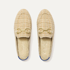 The Cozy Bit Loafer Mule in Moonlit Tweed shown from the top.