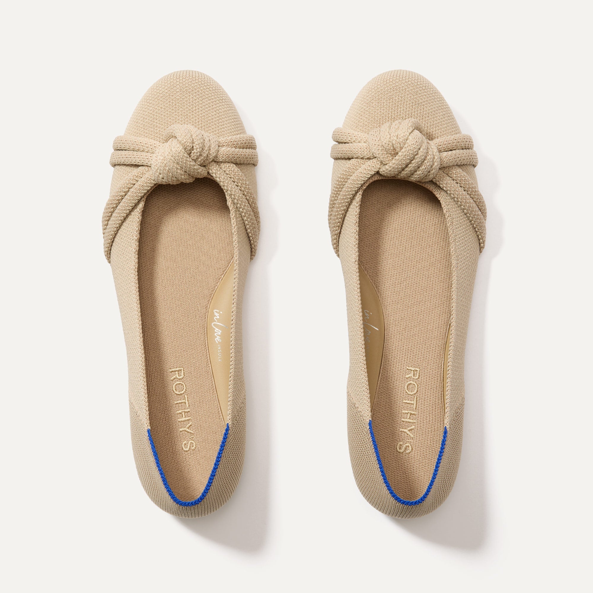 The Knot Ballet Flat in Ecru shown from the top. 