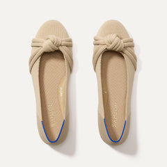 The Knot Ballet Flat in Ecru shown from the top. 