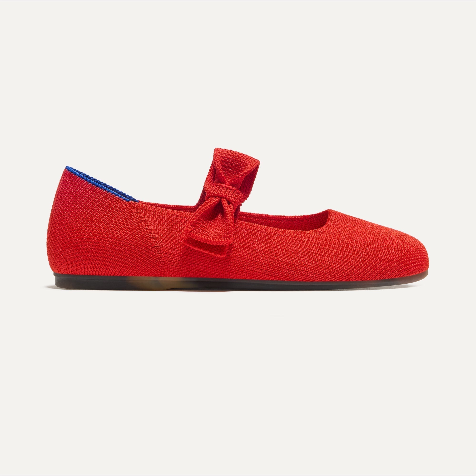 side | The Kids Tux Bow Mary Jane in Bright Red shown from the side.