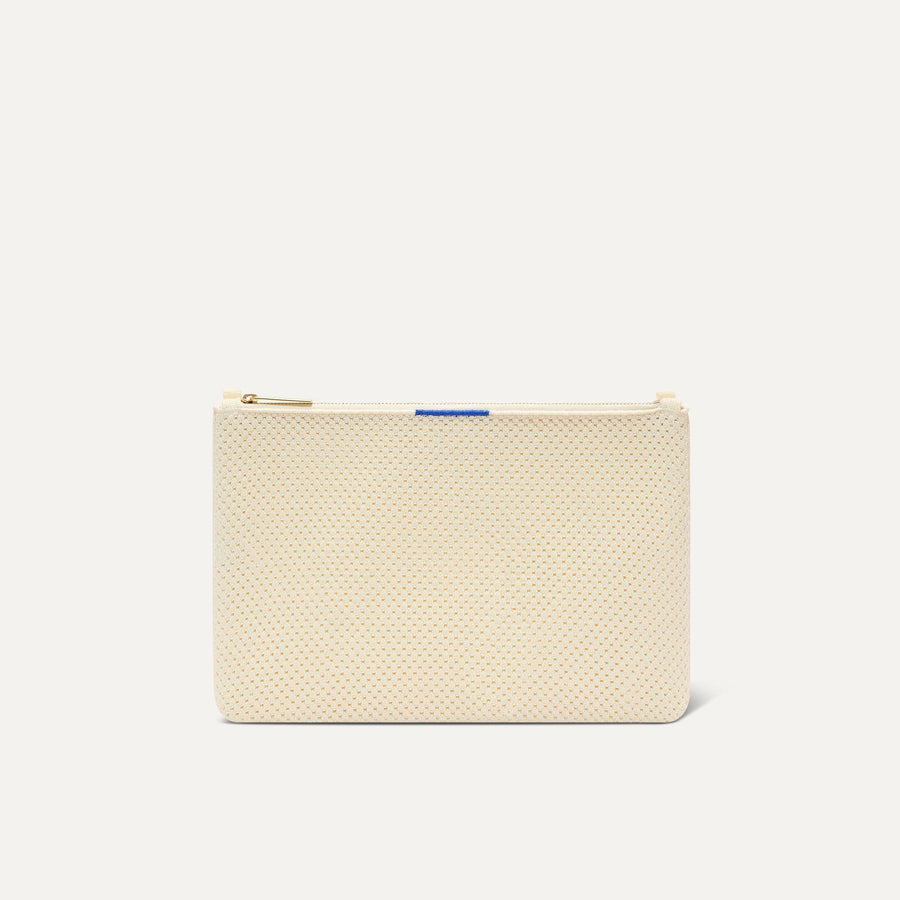PLP |The Convertible Clutch in Love Bird Open-Knit, shown from the front.