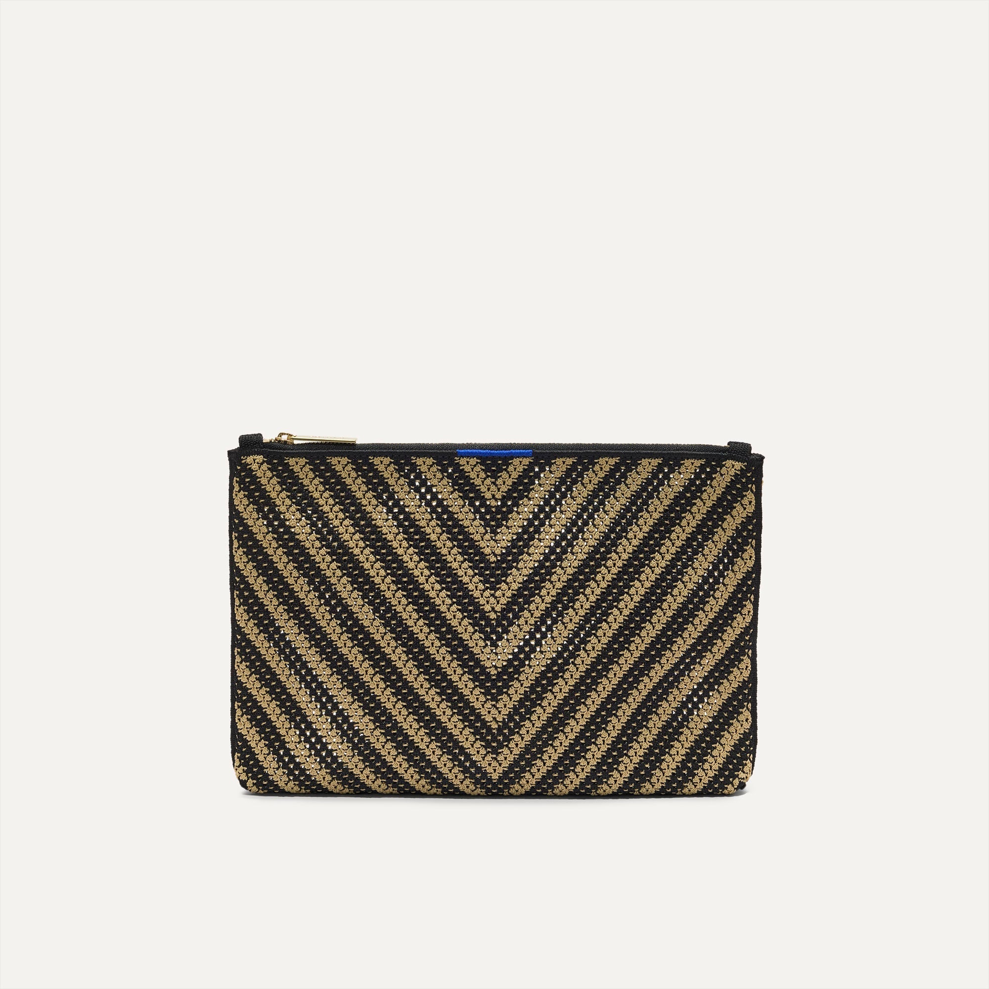 PLP |The Convertible Clutch in Toffee Chevron, shown from the front.