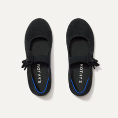 The Kids Tux Bow Mary Jane in ReVelvet™ Black shown from the top.