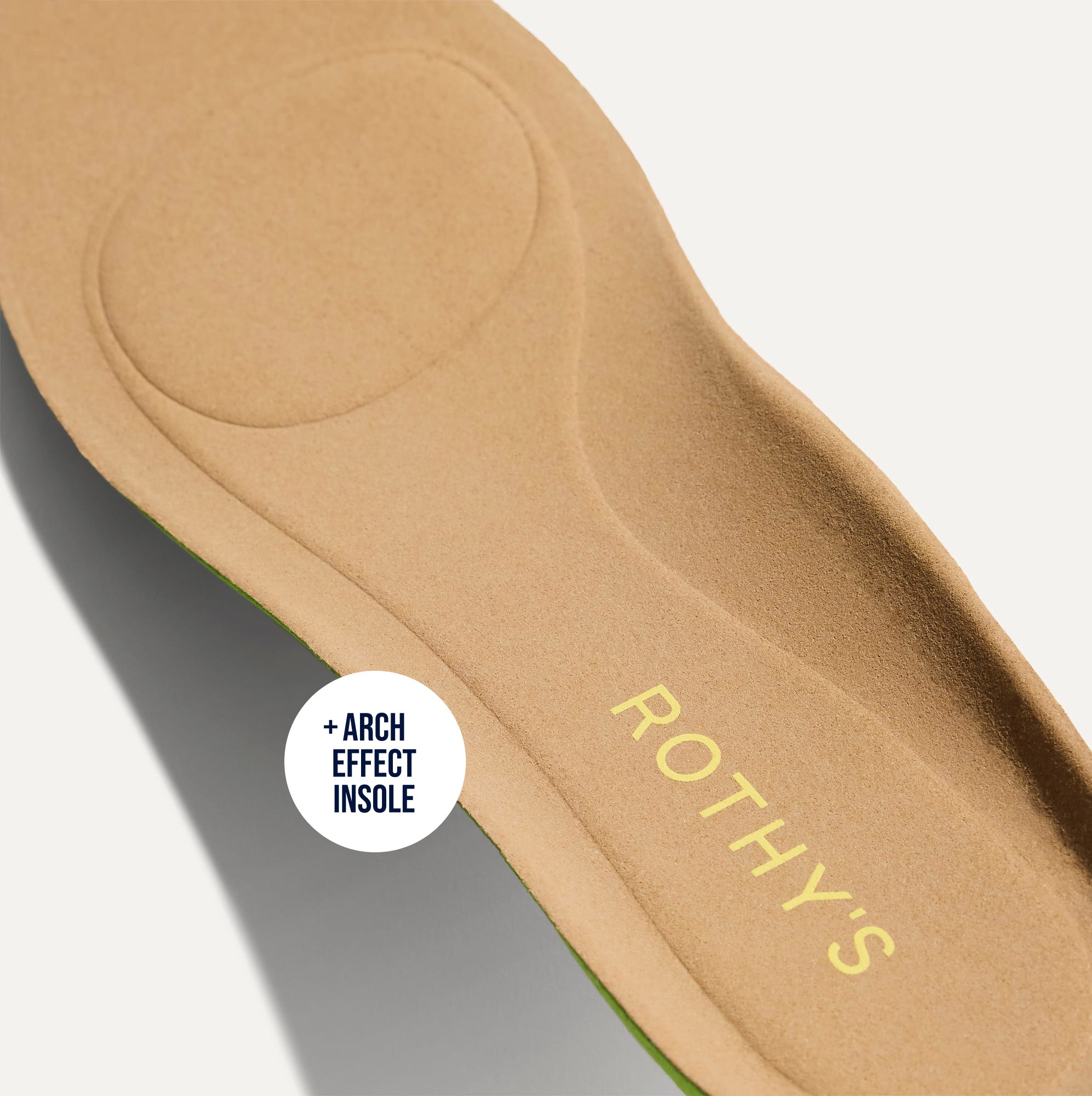 Close up of the Arch Effect Insole on The Daily Flat in Clear Blue. 