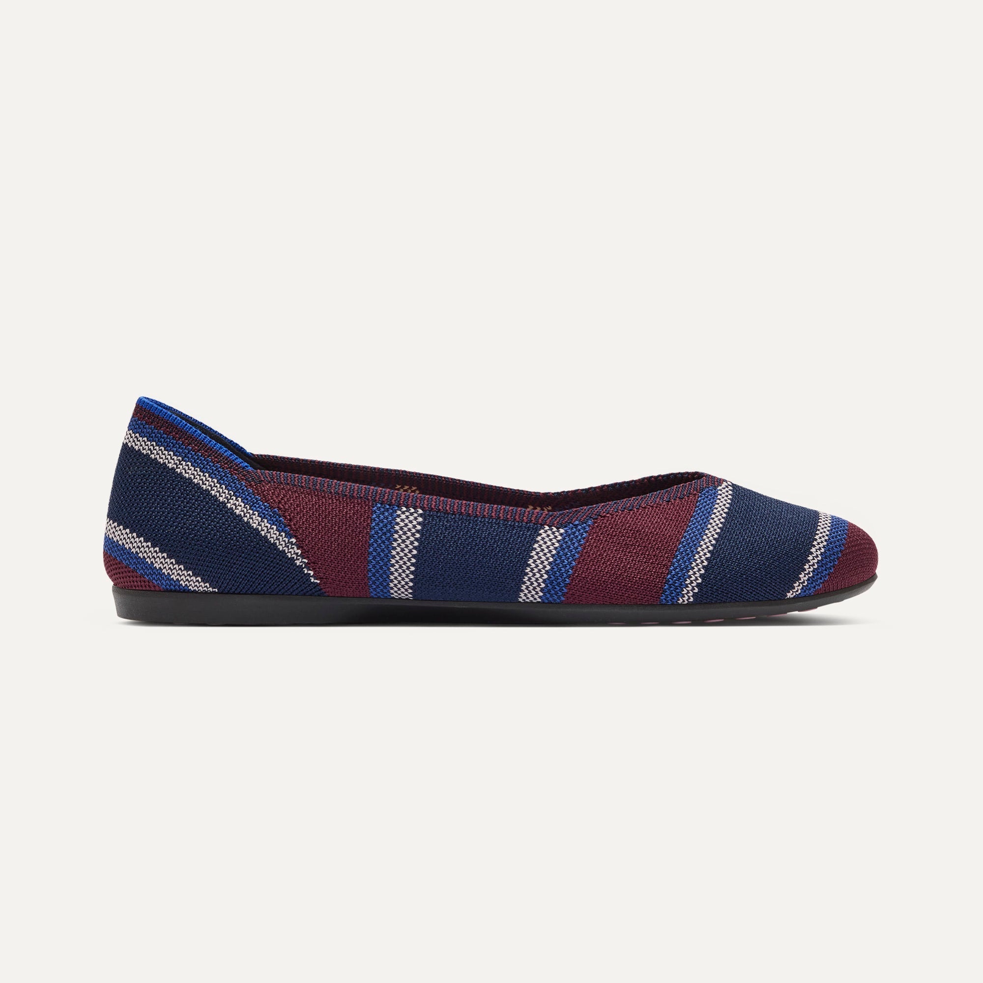 The Daily Flat in Fig Stripe shown from the side. 