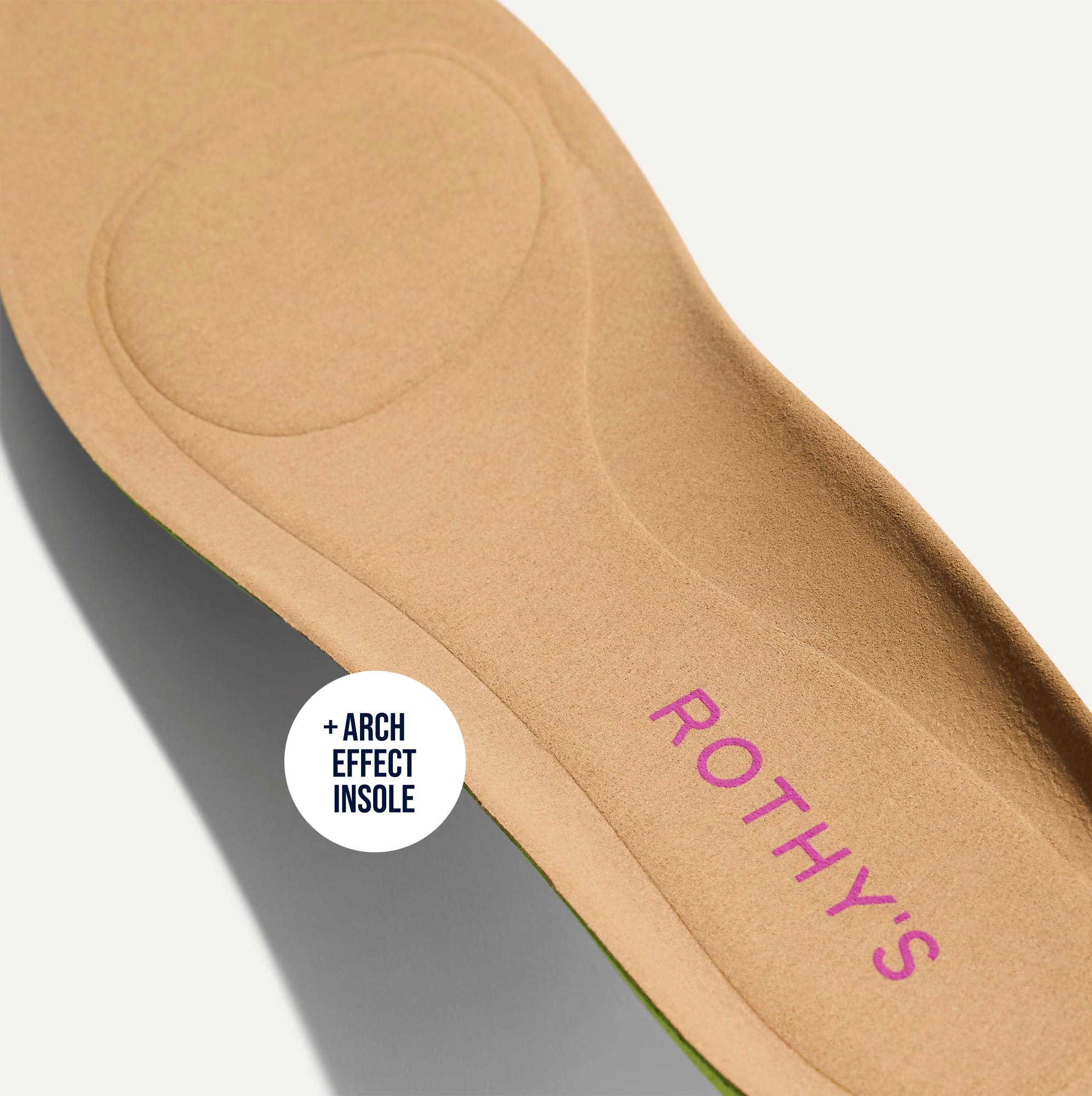 Close up of the Arch Effect Insole on The Daily Flat in Marigold. 