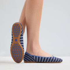 hover | Model wearing The Daily Flat in Harbor Cabana Stripe. 