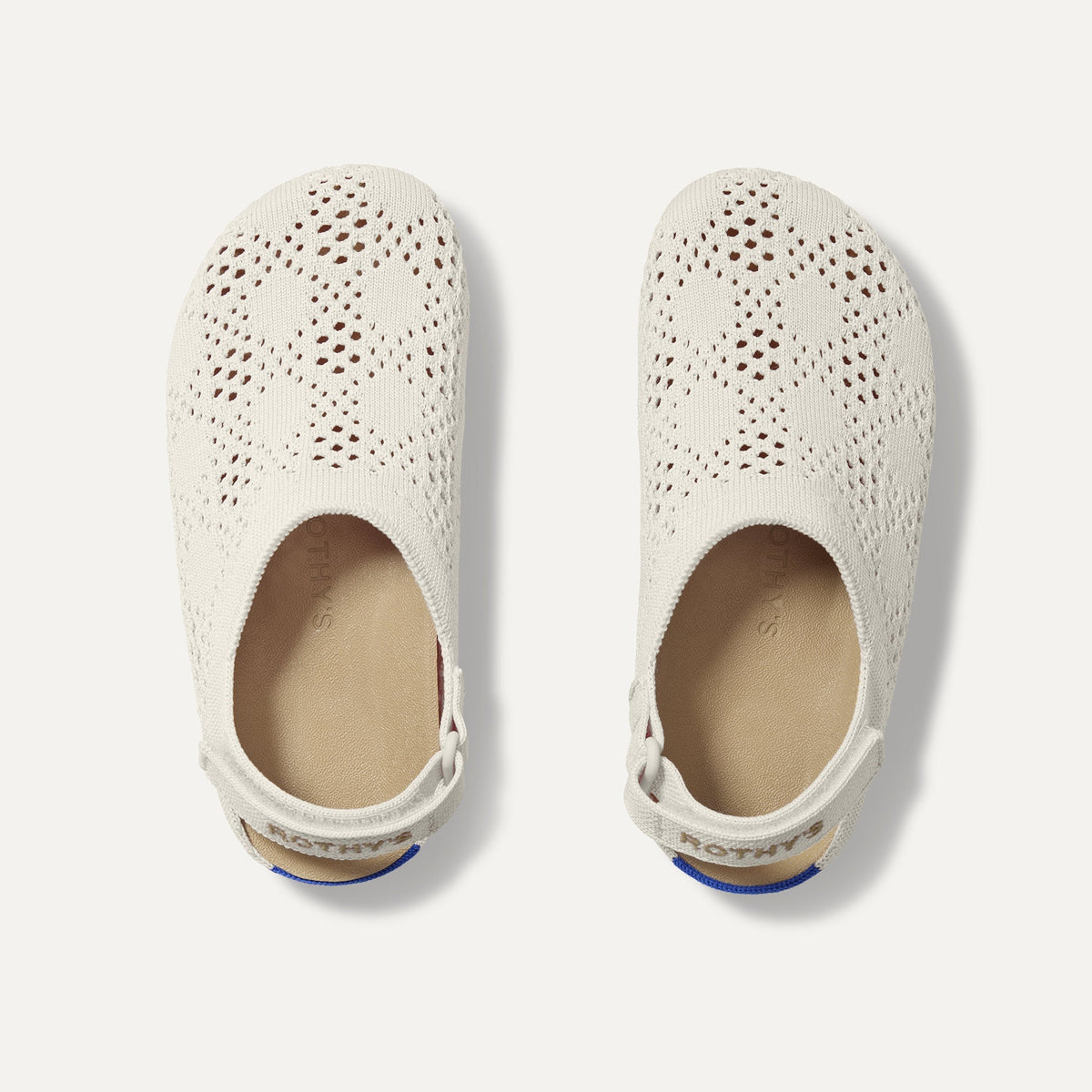 The Kids Clog in White Crochet shown from the top. 