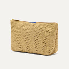 The Travel Pouch Set in Brown Butter Crochet shown from the side.