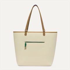 Overlay::Two looks in one! Just flip it inside out to wear the cream side. | Alt::The Two-Way Tote in Ivy shown from reversible side. 