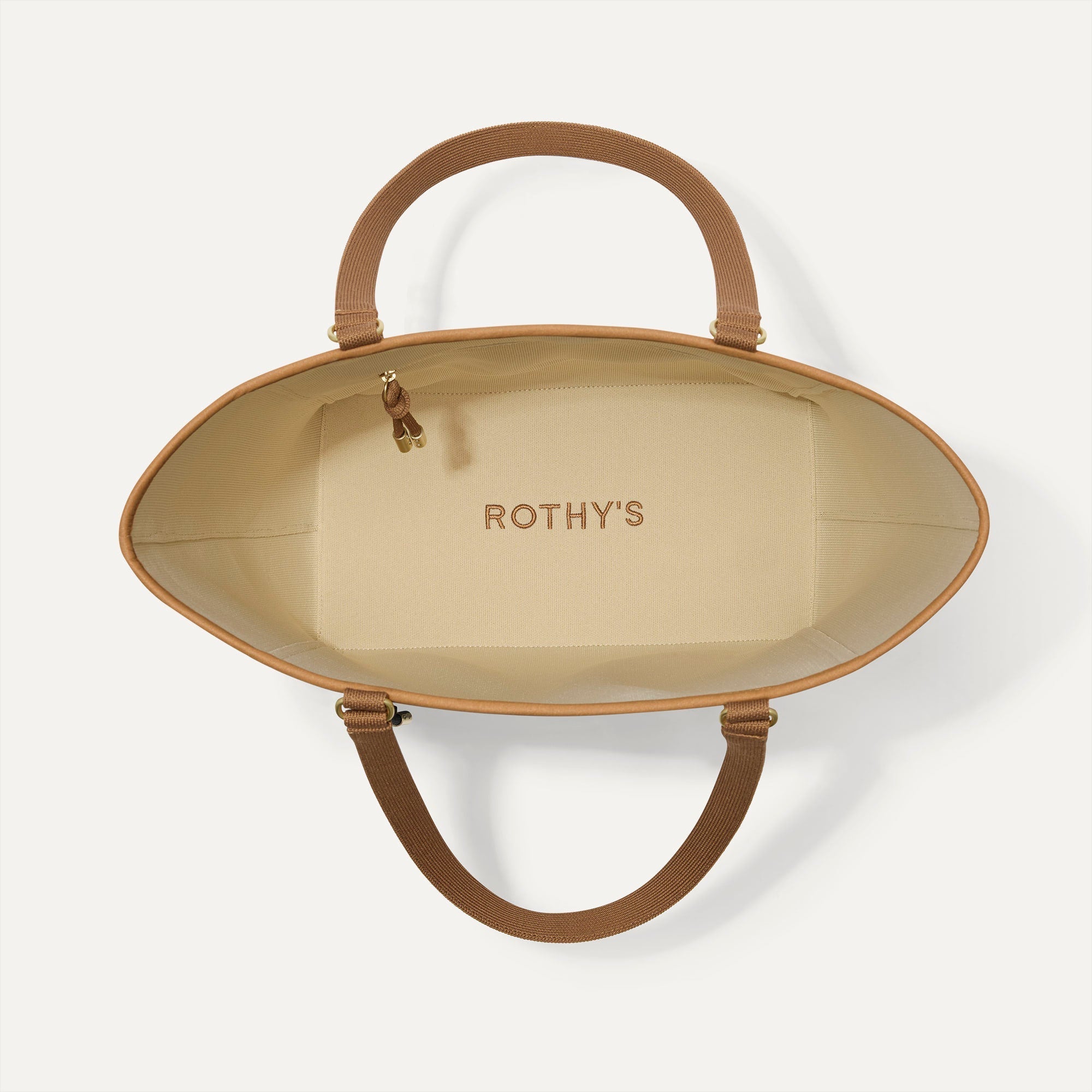 The Two-Way Tote in Shadow, shown from above, with the reversible interior exposed.