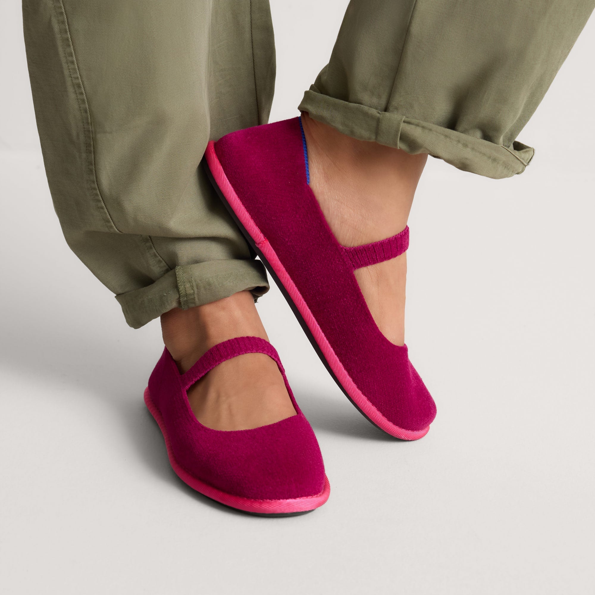 hover | Model wearing The Cruiser Mary Jane in ReVelvet Berry Pop.