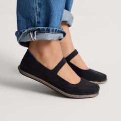 hover | Model wearing The Cruiser Mary Jane in ReVelvet Black.