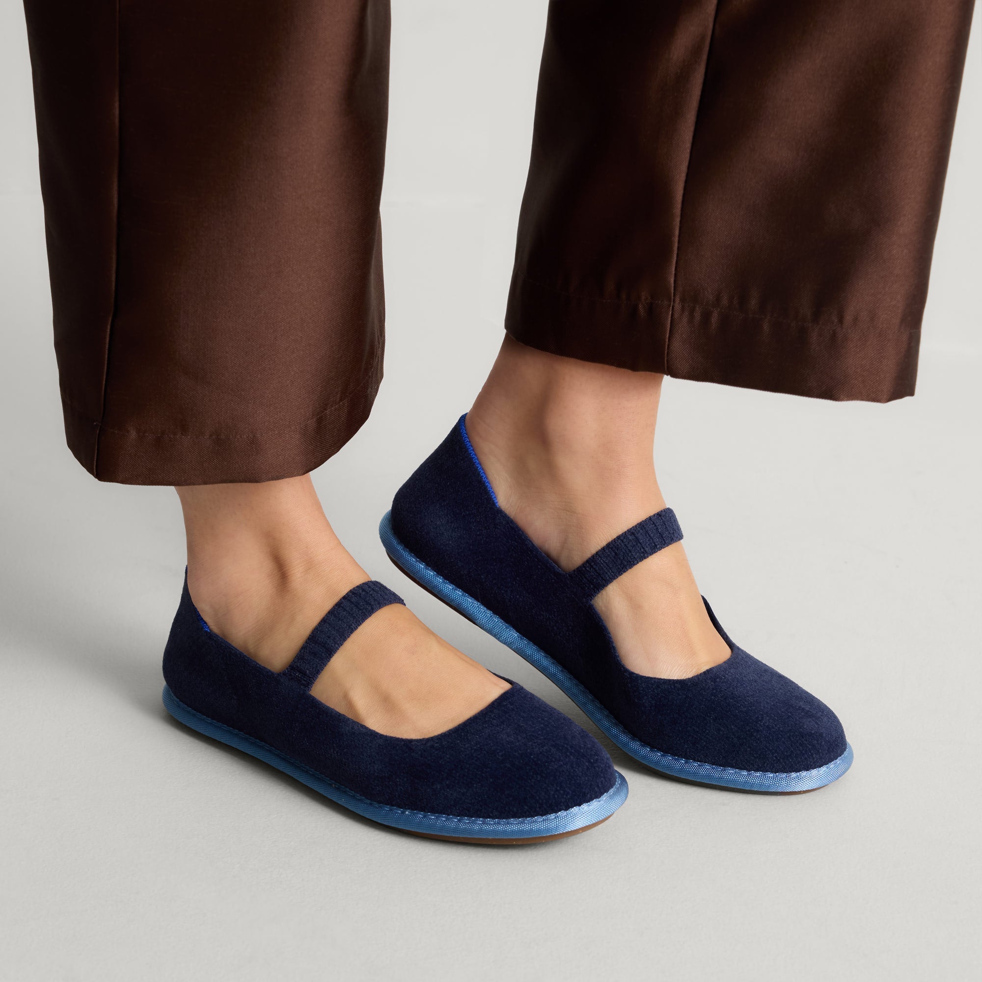 hover | Model wearing The Cruiser Mary Jane in ReVelvet™ Navy.
