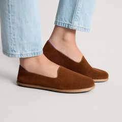 hover | Model wearing The Cruiser Loafer in ReVelvet Russet.