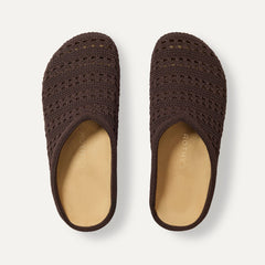 The Casual Clog in Chocolate Crochet shown from the top. 
