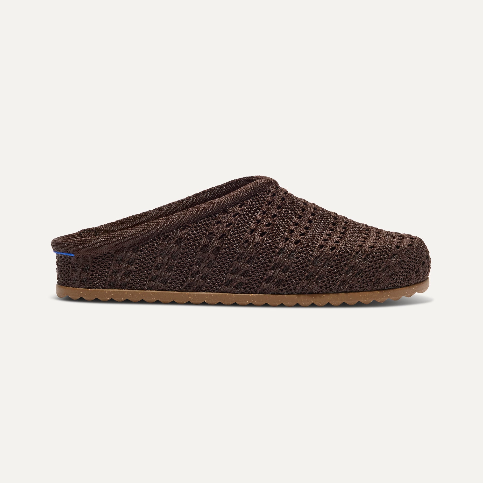 side | The Casual Clog in Chocolate Crochet shown from the side.