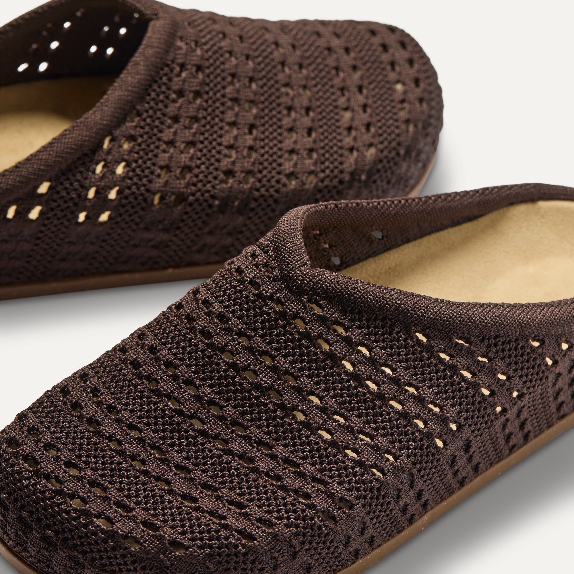 The toe and vamp of The Casual Clog, in diagonal view.