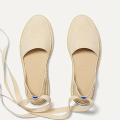 Overlay:: Removable ankle straps! | Alt:: The D'Orsay Espadrille in Seashell shown from the top.