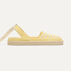 side | The D'Orsay Espadrille in Sunshine Stripe, shown from the side.