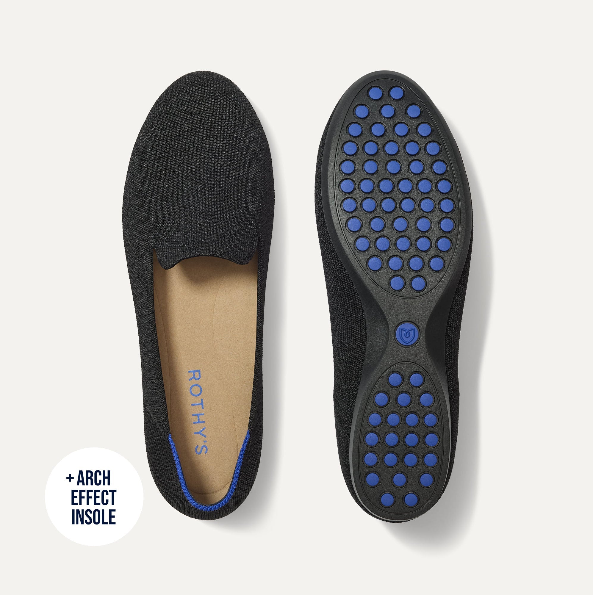 PDP |The Daily Loafer in Black shown from the top with one shoe showing the outsole. 