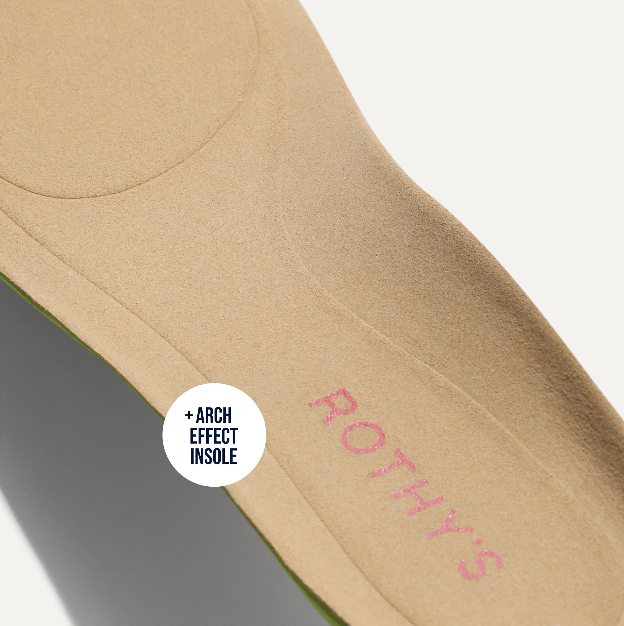 Close up of the Arch Effect Insole on The Daily Loafer in Desert Cat. 