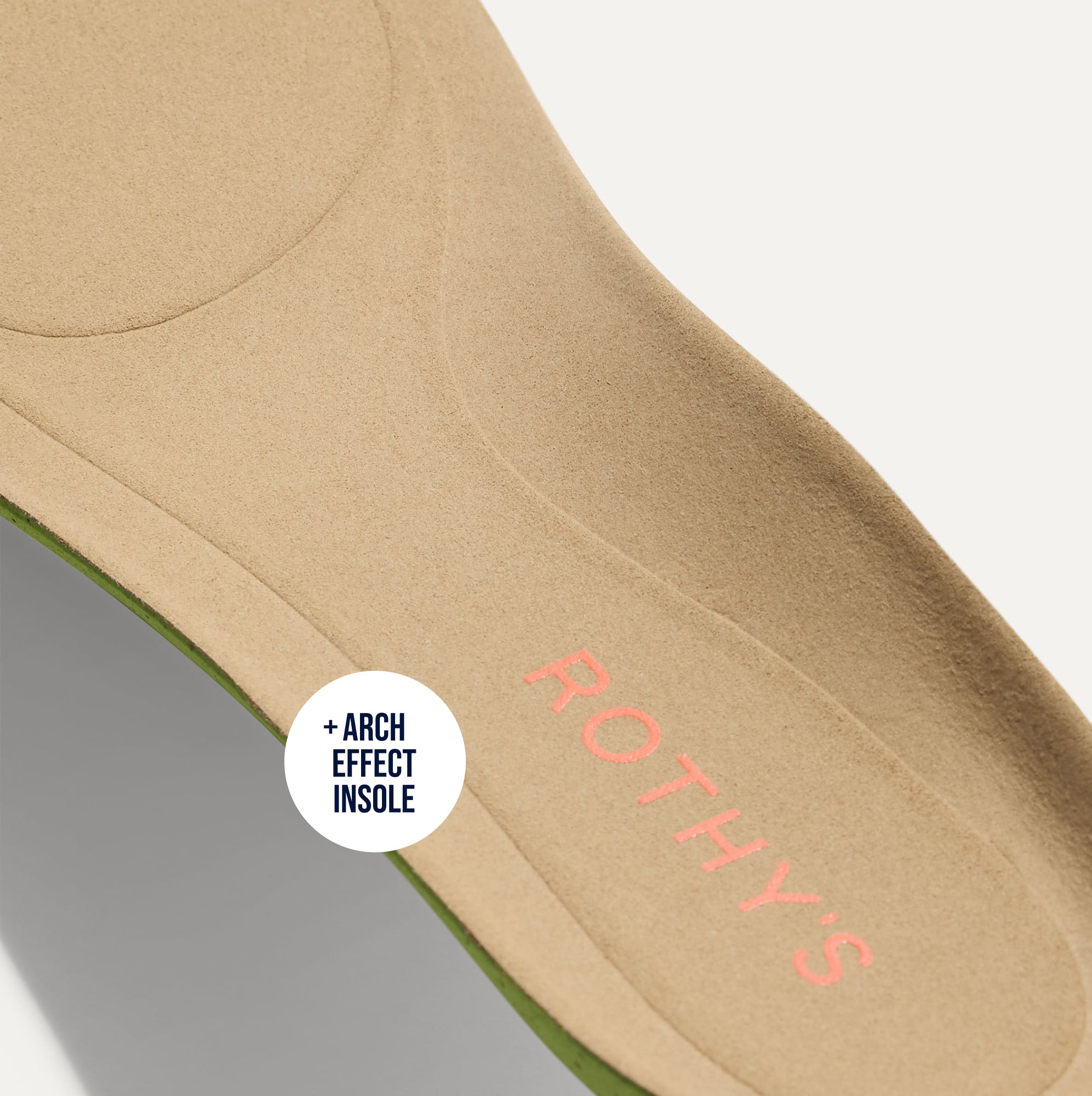 Close up of the Arch Effect Insole on The Daily Loafer in Green Camo. 