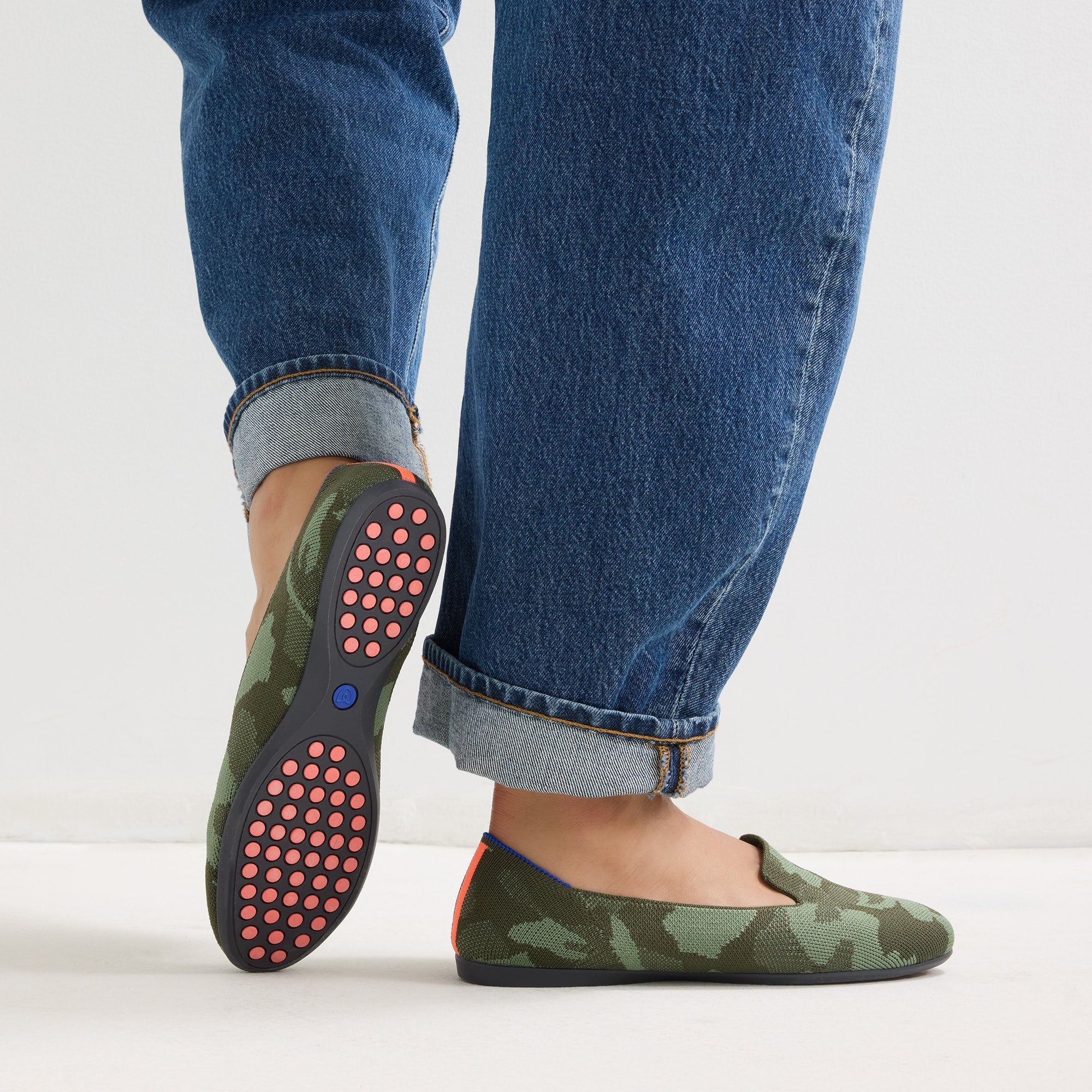 hover | Model wearing The Daily Loafer in Green Camo. 