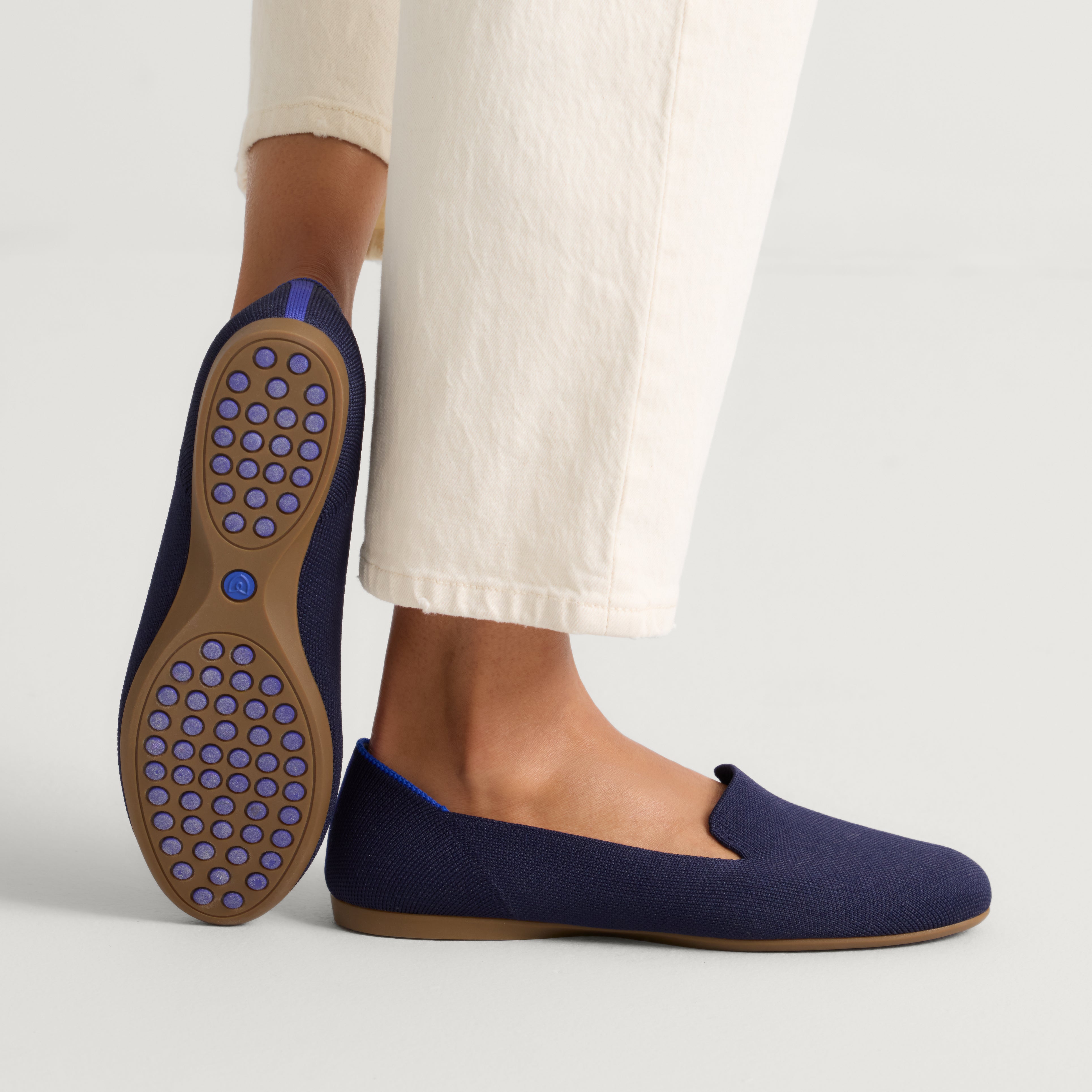 hover | Model wearing The Daily Loafer in Navy. 