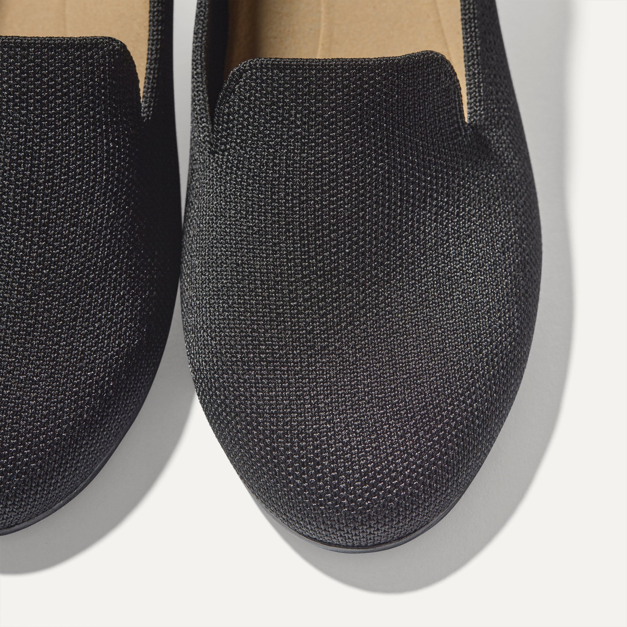 Close up of the toe and vamp of The Daily Loafer in Black. 