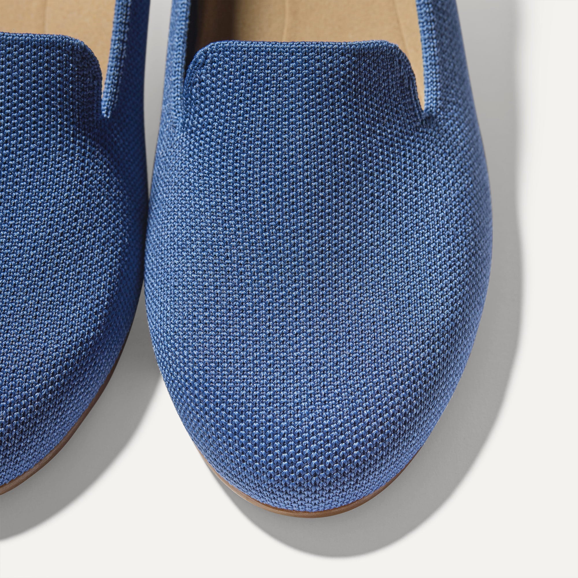 Close up of the toe and vamp of The Daily Loafer in Blue Trench. 