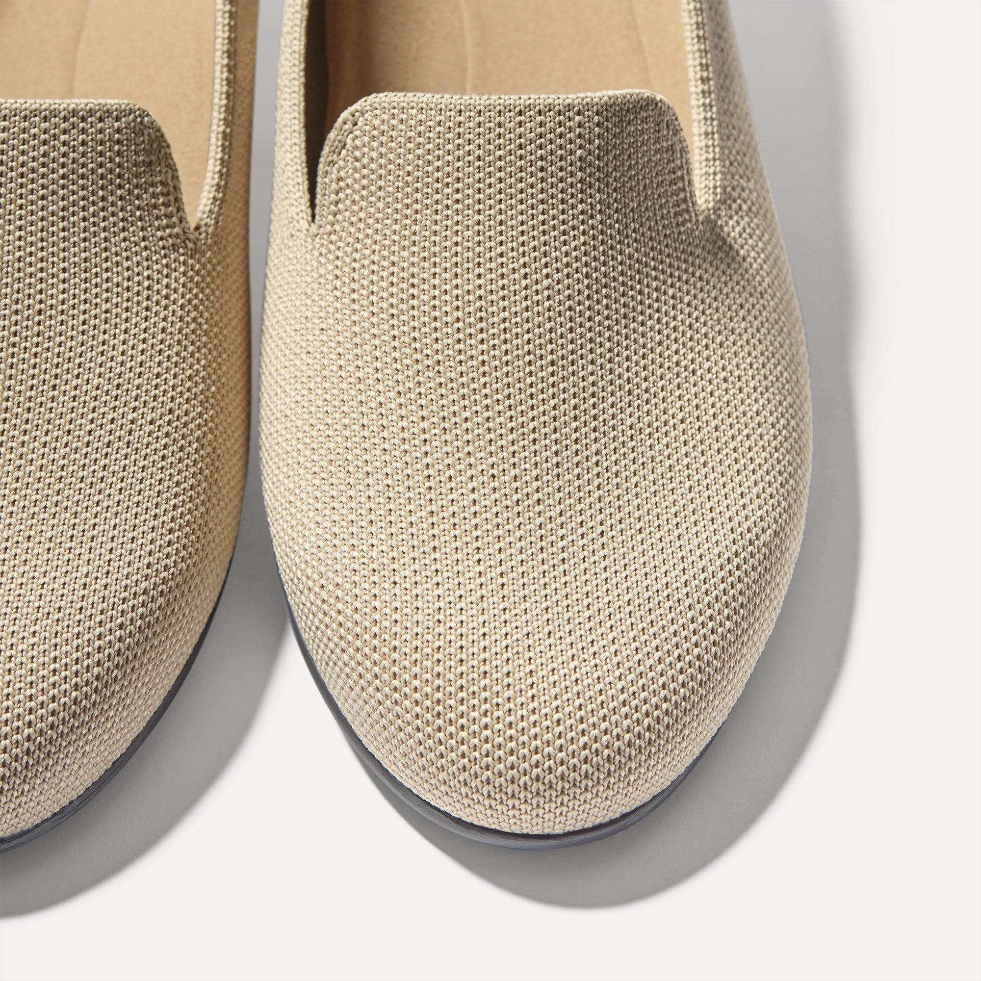 Close up of the toe and vamp of The Daily Loafer in Ecru. 