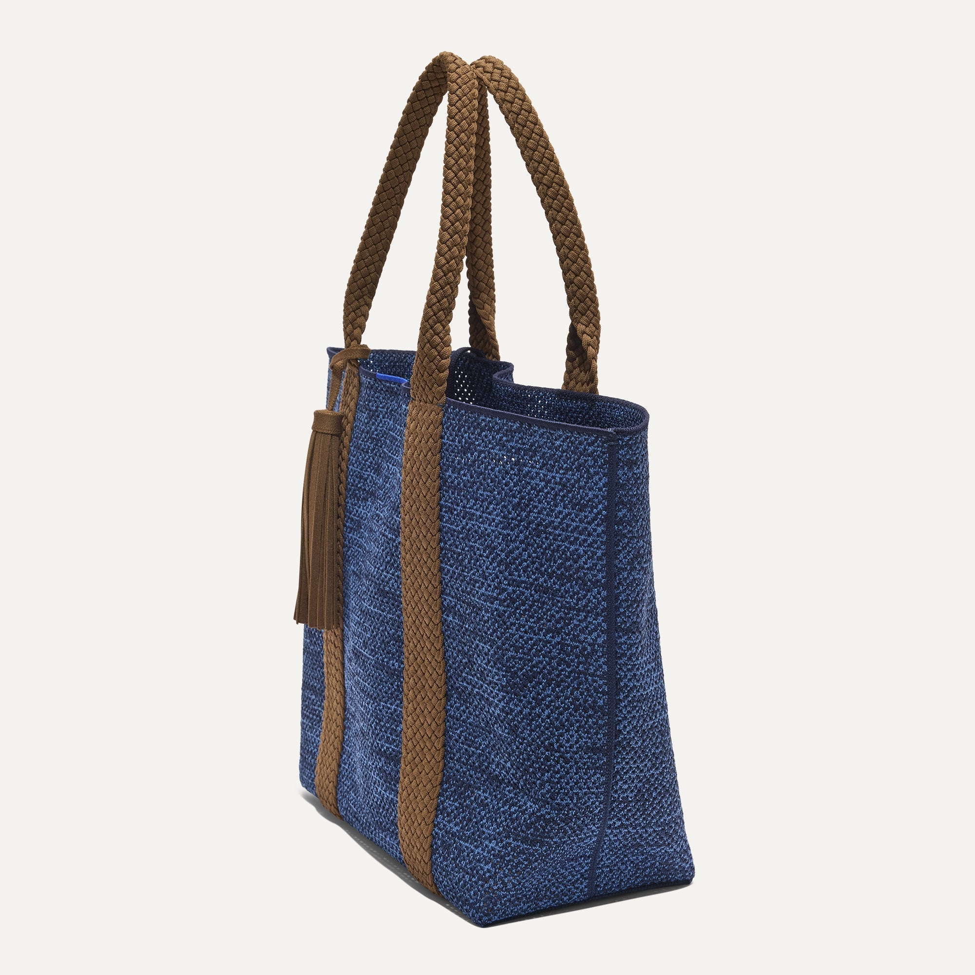 The Lightweight Tote in Dusk Open-Knit shown in diagonal view. 