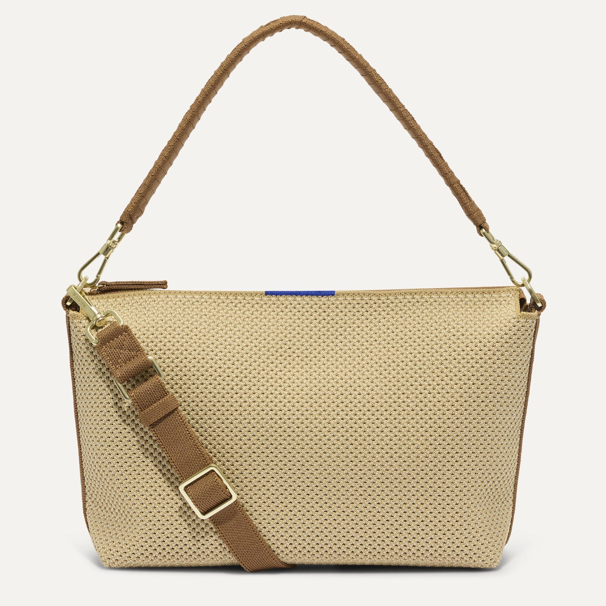 PDP |The Daily Crossbody Bag in Macadamia Open-Knit shown from the front.