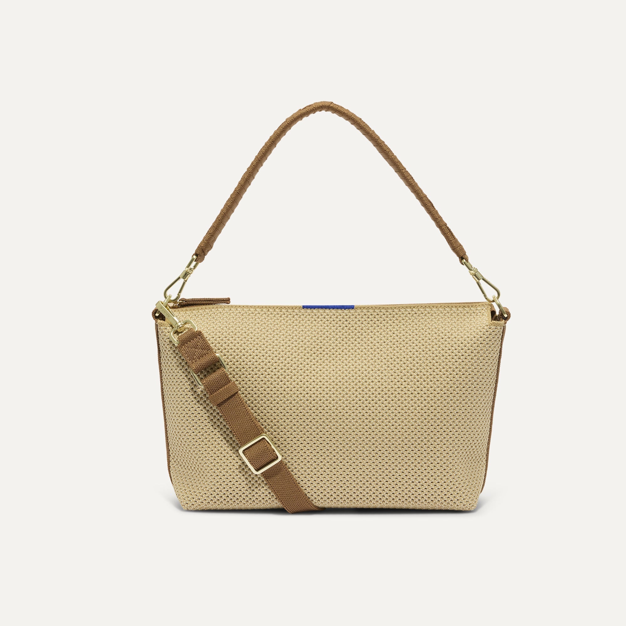 PLP |The Daily Crossbody Bag in Macadamia Open-Knit shown from the front.