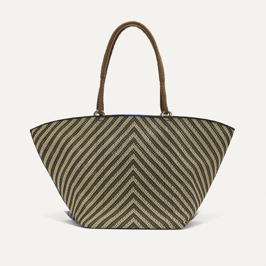 PLP |The Summer Tote in Toffee Chevron shown from the front.