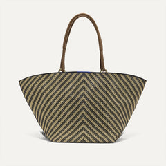 PLP |The Summer Tote in Toffee Chevron shown from the front.