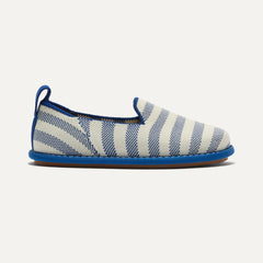 side | The Mini Loafer in Harbor Stripe shown from a side view showing the outsole.