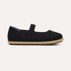 side | The Mini Mary Jane in Black Raffia-Knit shown from the side.